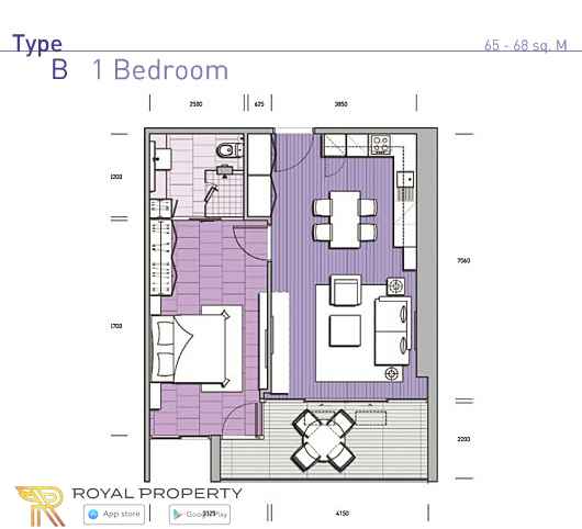 NorthPoint-Condo-Pattaya-Resort-WongAmat-Naklua-купить-квартиру-в-Паттайе-снять-апартаменты-агентство-недвижимости-Royal-Property-room-plan-B