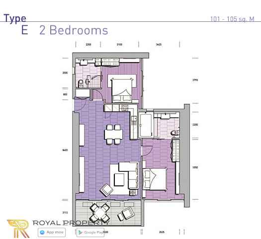 NorthPoint-Condo-Pattaya-Resort-WongAmat-Naklua-купить-квартиру-в-Паттайе-снять-апартаменты-агентство-недвижимости-Royal-Property-room-plan-E