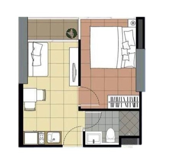 รูปแบบ 1 Bedroom ขนาด 30-46 ตารางเมตร