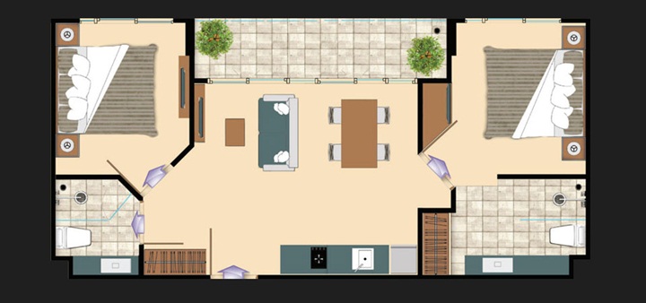 Family Suite ขนาด 2Bedroom ขนาด 53.00 ตารางเมตร