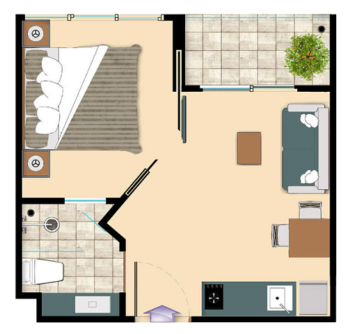 Smartly Designed ขนาด 1Bedroom ขนาด 24.00-32.00ตารางเมตร