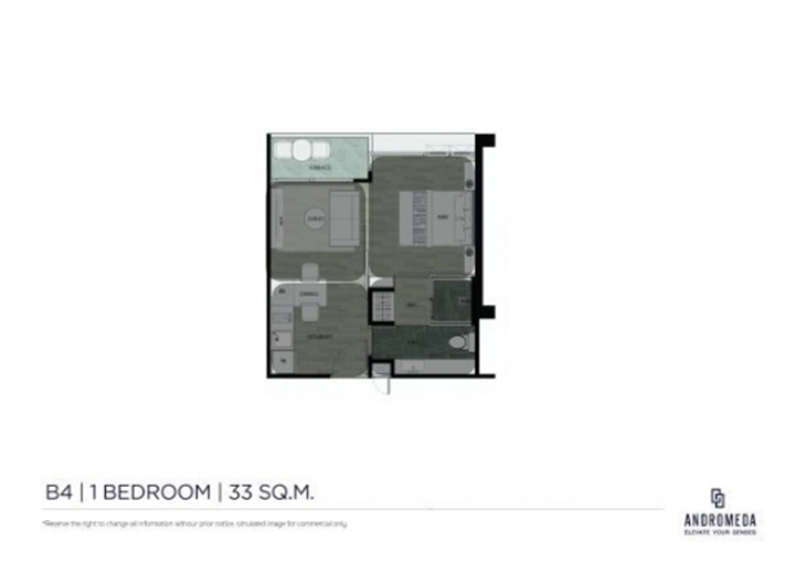 ห้องขนาด 1Bedroom ขนาด 33-54 ตารางเมตร
